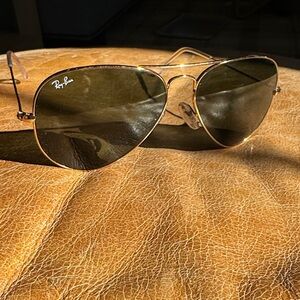 Classic Aviator Sunglasses in Gold with Green Lenses